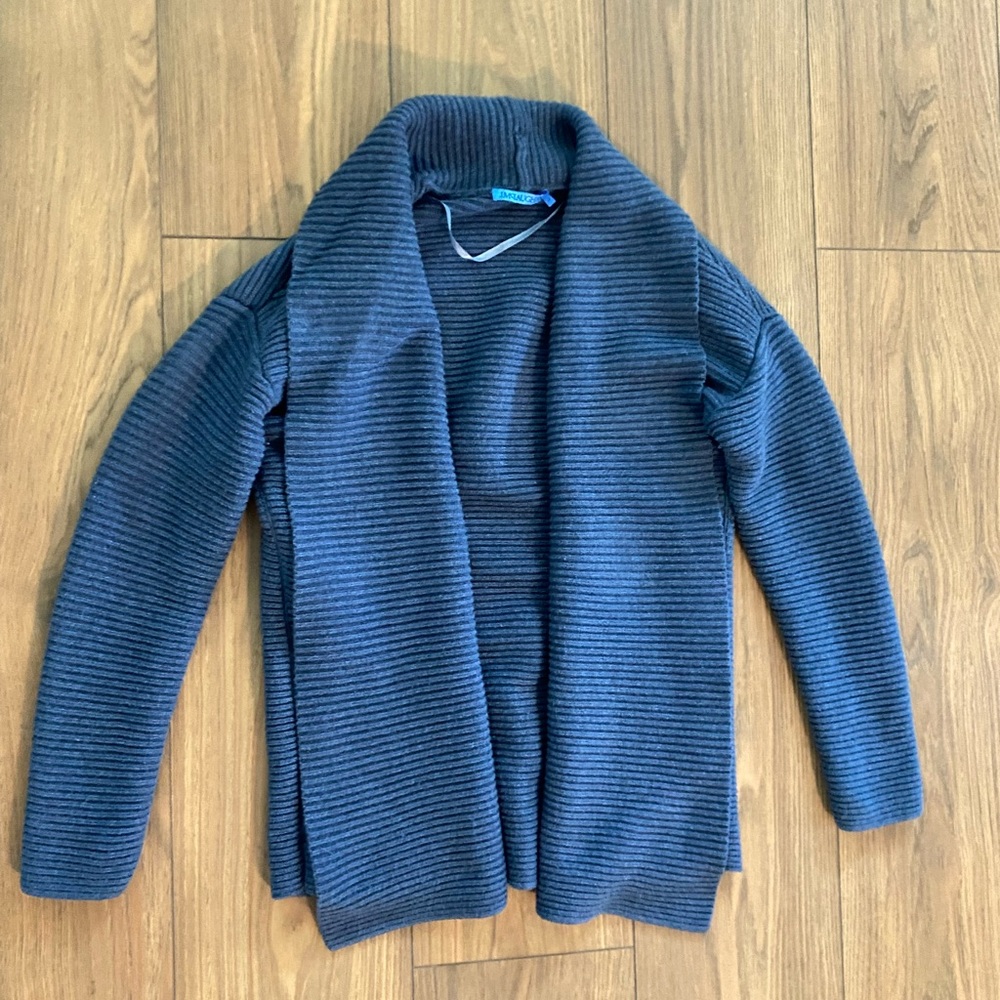 J‎ McLaughlin Ribbed Cardigan Sweater Open Front Cotton Blend Women’s Small Blue